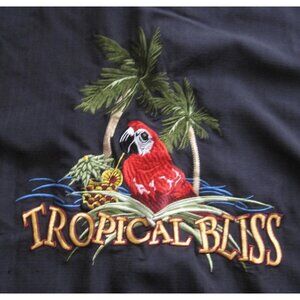 Solitude Tropical Bliss Red Parrot Rayon Men Summer Rayon Shirt Sz L (MT927)